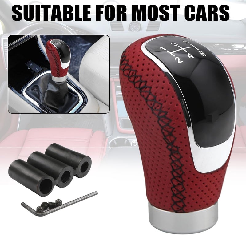 Osilly 5 Speed Shift Knob, Weighted Manual Gear Shifter Knobs, Leather Gear Shifting Handle, Automotive Manual Universal Transmission, Interior Automatic Replacement Parts (Red/Black) - Image 4